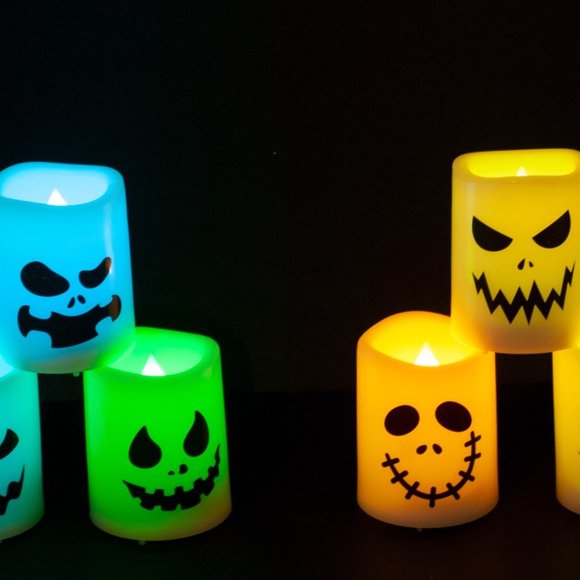 6 Pack Halloween Flameless Votive Candles Color Changing with Remote Timer - Picture 2 of 3